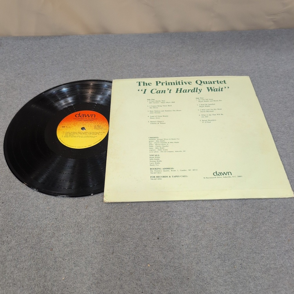 The Primitive Quartet I Can't Hardly Wait Vinyl LP Southern Gospel Dawn Records - Picture 2 of 2